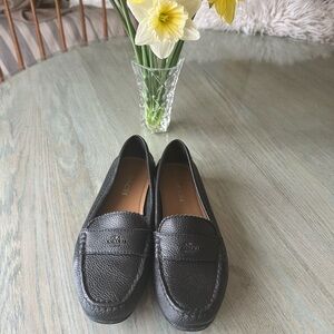 Coach Black Leather Loafers for Women Odette